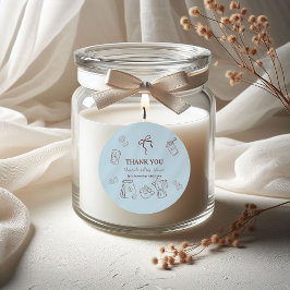 Coffee Theme Blue Bow Cafe Bebe Boy Baby Shower Ronde Sticker