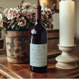 Coffee Theme Blue Bow Cafe Bebe Boy Baby Shower Wijn Etiket