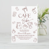 Coffee Theme Bow Cafe Bebe Brewing Baby Shower Kaart (Staand voorkant)
