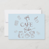 Coffee Theme Boy Blue Bow Cafe Bebe Baby Shower Bedankkaart (Achterkant)