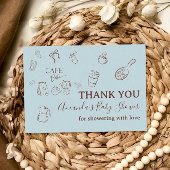 Coffee Theme Boy Blue Bow Cafe Bebe Baby Shower Bedankkaart