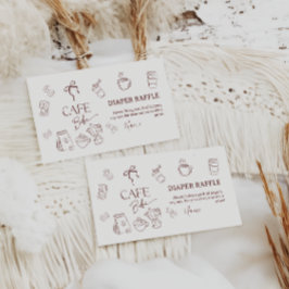 Coffee Theme Cafe Bebe Brewing Baby Shower Diaper Informatiekaartje