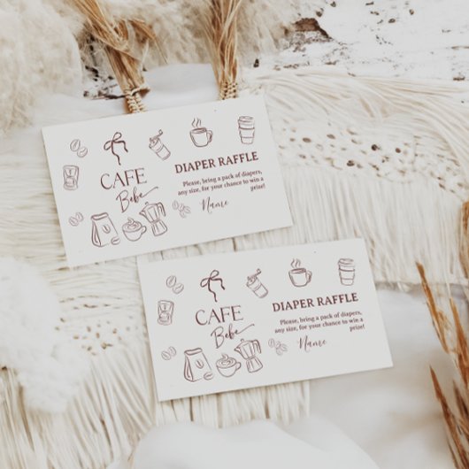 Coffee Theme Cafe Bebe Brewing Baby Shower Diaper Informatiekaartje