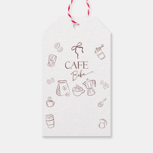 Coffee Theme Cafe Bebe Brewing Bow Baby Shower Cadeaulabel (Achterkant)