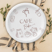 Coffee Theme Cafe Bebe Brewing Bow Baby Shower Papieren Bordje