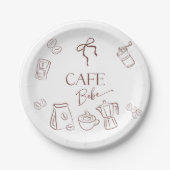Coffee Theme Cafe Bebe Brewing Bow Baby Shower Papieren Bordje (Voorkant)