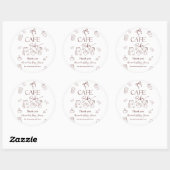Coffee Theme Cafe Bebe Brewing Bow Baby Shower Ronde Sticker (Vel)