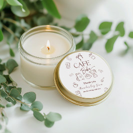 Coffee Theme Cafe Bebe Brewing Bow Baby Shower Ronde Sticker