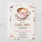 Coffee theme girl party invitation kaart (Voorkant)
