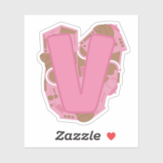 Coffee Theme Letter V Aangepaste gesneden Vinyl St Sticker