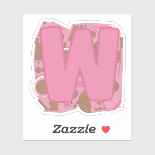 Coffee Theme Letter W Custom-Cut Vinyl Sticker (Vel)