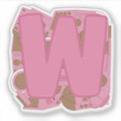 Coffee Theme Letter W Custom-Cut Vinyl Sticker (Voorkant)