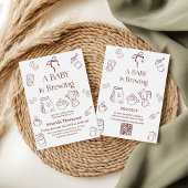 Coffee Theme Neutral Bow Brewing Baby Shower Kaart