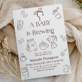 Coffee Theme Neutral Bow Brewing Baby Shower Kaart