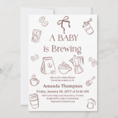 Coffee Theme Neutral Bow Brewing Baby Shower Kaart (Voorkant)