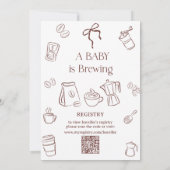 Coffee Theme Neutral Bow Brewing Baby Shower Kaart (Achterkant)