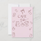 Coffee Theme Pink Bow Cafe Bebe Girl Baby Shower Bedankkaart (Achterkant)