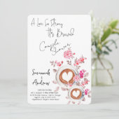Coffee Themed Couple Shower Invitation Kaart (Staand voorkant)
