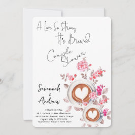 Coffee Themed Couple Shower Invitation Kaart