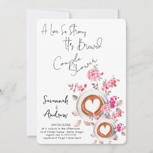 Coffee Themed Couple Shower Invitation Kaart (Voorkant)