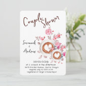 Coffee Themed Couple Shower Invitation Kaart (Staand voorkant)