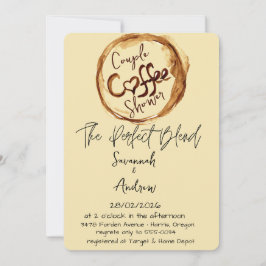 Coffee Themed Couple Shower Invitation Kaart