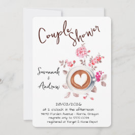 Coffee Themed Couple Shower Invitation Kaart