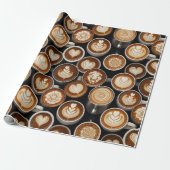Coffee Themed Wrapping Paper Cadeaupapier (Uitgerold)