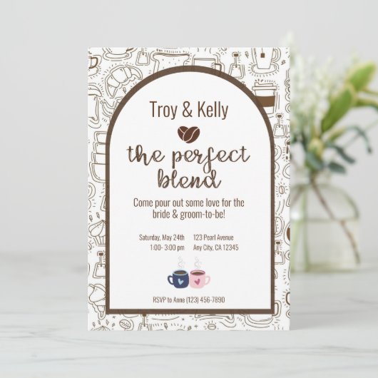 Coffee Thleding Wedding Shower-uitnodiging Kaart (Staand voorkant)