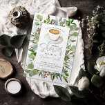 Coffee Thleed Bridal Shower-uitnodiging Kaart<br><div class="desc">Deze koffie-uitnodiging bevat prachtige groen dat met de hand wordt geschilderd. Het is een eenvormig ontwerp.</div>