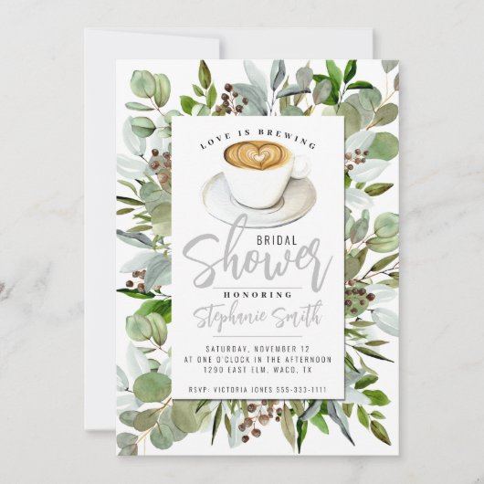 Coffee Thleed Bridal Shower-uitnodiging Kaart (Voorkant)