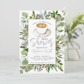 Coffee Thleed Bridal Shower-uitnodiging Kaart (Staand voorkant)