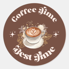 Coffee Time Best Time Retro Latte Sticker
