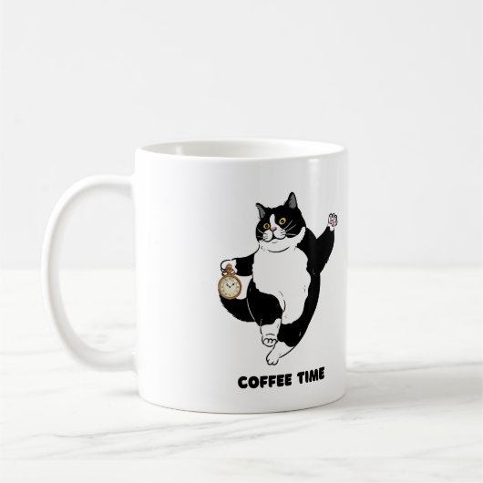 Coffee Time Black Cat Mok voor introverte mensen (Links)