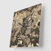 Coffee Time Brown Splash  Vierkante Klok (Hoek)