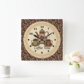 Coffee Time Clock Vierkante Klok (Huis)
