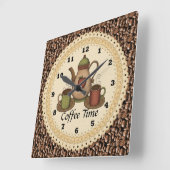 Coffee Time Clock Vierkante Klok (Hoek)