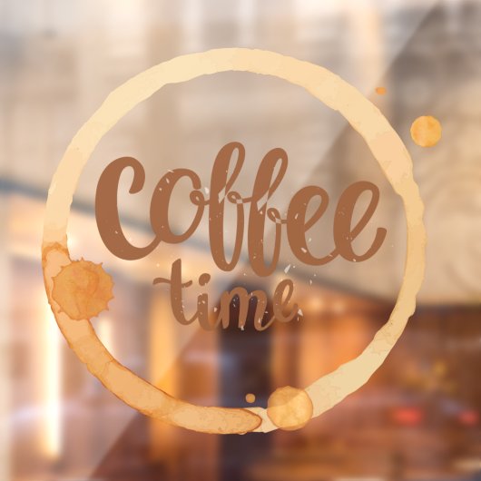 Coffee Time Coffee Shop Zakelijk Voorkant Raamsticker (Vel 2)