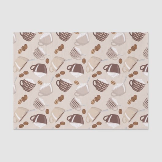 Coffee Time Cups Brown Grains Caffeine Lover Drink Tissuepapier (Voorkant)