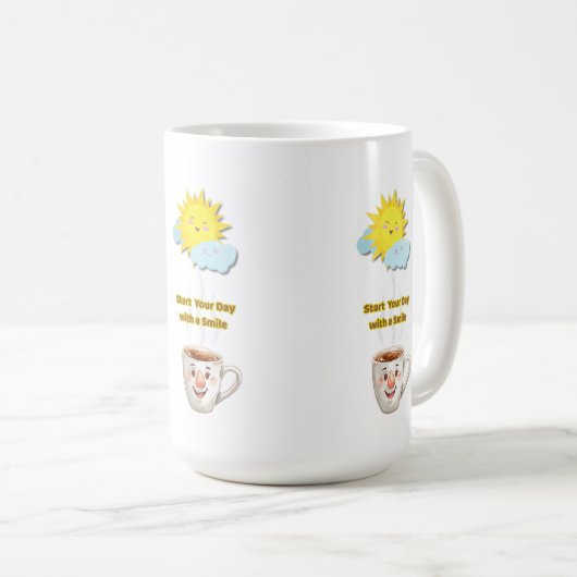 Coffee Time – Cute Smiling Cup Koffiemok (Voorkant rechts)