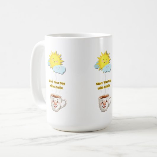 Coffee Time – Cute Smiling Cup Koffiemok (Voorkant links)
