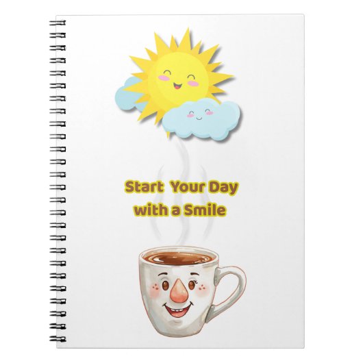 Coffee Time – Cute Smiling Cup Notitieboek (Voorkant)