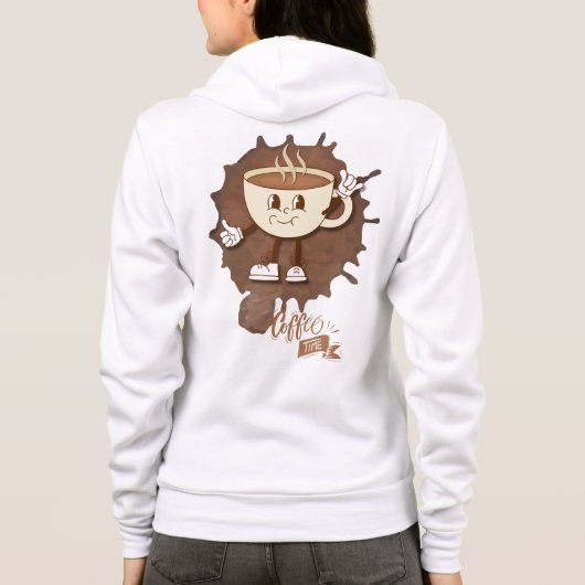 **Coffee Time – Cute Smiling Cup Steam  Hoodie (Achterkant)