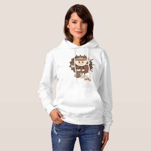 **Coffee Time – Cute Smiling Cup Steam  Hoodie (Voorkant volledig)