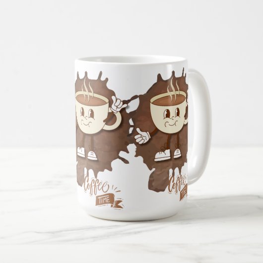**Coffee Time – Cute Smiling Cup Steam  Koffiemok (Voorkant rechts)