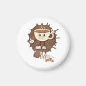 **Coffee Time – Cute Smiling Cup Steam  Magneet (Voorkant)