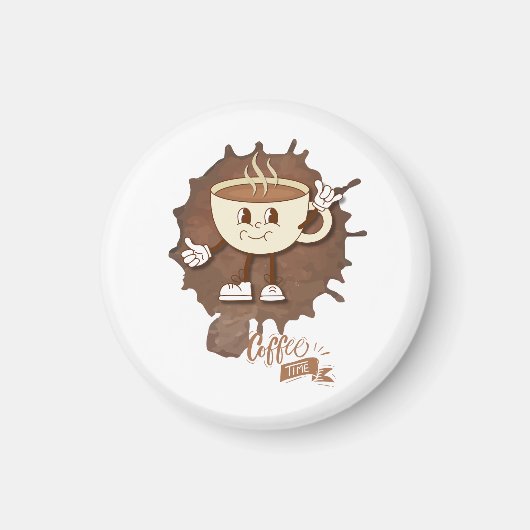 **Coffee Time – Cute Smiling Cup Steam  Magneet (Voorkant)