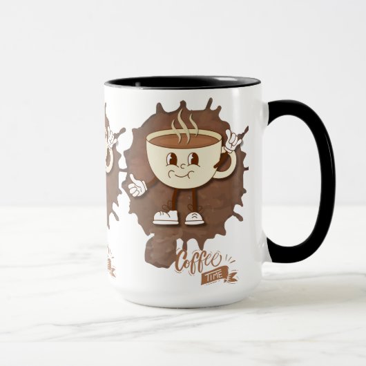 **Coffee Time – Cute Smiling Cup Steam  Mok (Rechts)