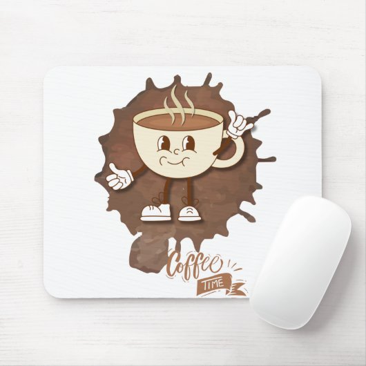 **Coffee Time – Cute Smiling Cup Steam  Muismat (Met muis)