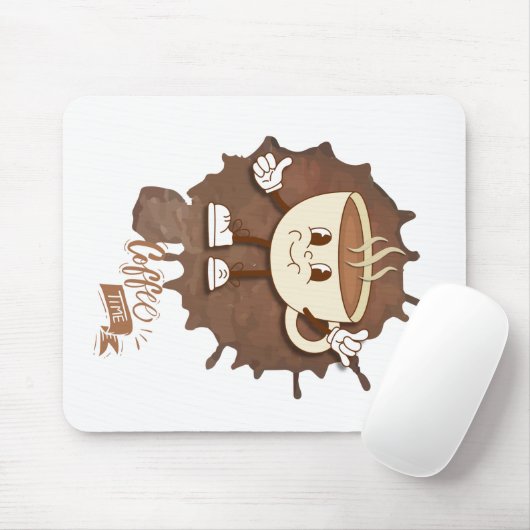 **Coffee Time – Cute Smiling Cup Steam  Muismat (Met muis)